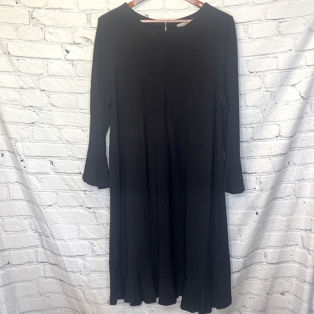 Loft Maternity Black Long Sleeve Ruffle Hem Dress Size X-Large